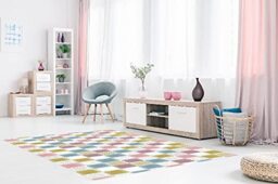 Homemania EXFAB234-60X100CM Colourful Squares Printed Rug for Living Room, Hall, Bedroom, Nursery Print, Modern, Multicoloured, Polyester, Cotton, 60 x 100 cm