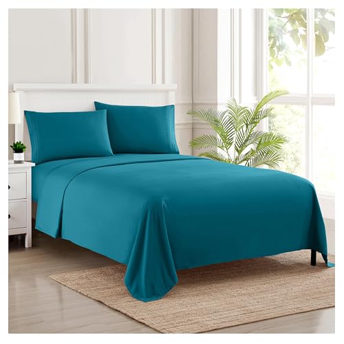 Sweet Home Collection 1800 Thread Count Bed Set Egyptian Quality Brushed Microfiber 3 Piece Deep Pocket Sheets, Twin XL, Teal