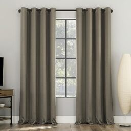 "Sun Zero Nordic 2-Pack Theater Grade Noise Reducing Extreme 100% Blackout Grommet Curtain Panel Pair, 52"" x 63"", Mushroom"