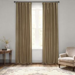 HPD Half Price Drapes Faux Silk Blackout Curtains 96 Inches Long for Bedroom & Living Room Vintage Textured Blackout Curtain (1 Panel), 50W x 96L, Flax Gold
