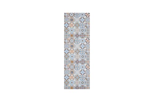 andiamo Marrakech Rug Runner with Non-Slip Backing, Kitchen Rug, Hallway Runner, Carpet Runner, 50 x 150 cm, Blue/Grey
