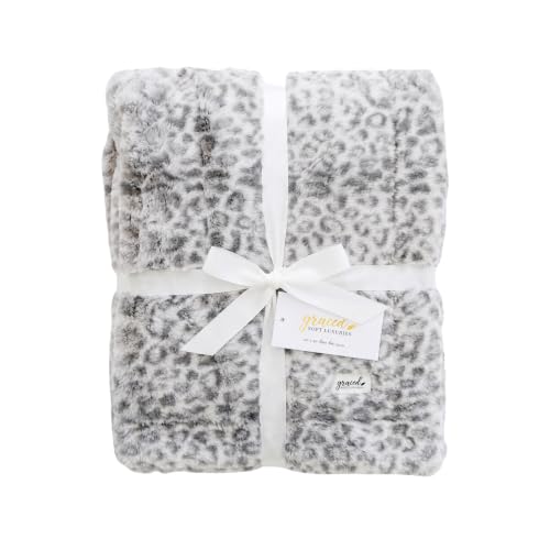 "GRACED SOFT LUXURIES Softest Warm Elegant Cozy Faux Fur Home Throw Blanket (Snow Leopard, Extra Large 60"" x 80"")"