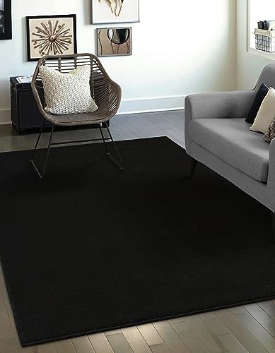Mia's Emely Modern Soft Short Pile (17 mm) Living Room Rug - Black - 80 x 150 cm