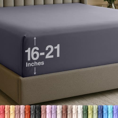 Utopia Bedding Fitted Sheet Full, Grey - Deep Pocket 16 inch (40 cm) - Easy Care - Soft Brushed Microfibre Fabric - Shrinkage and Fade Resistant - Bottom Sheet
