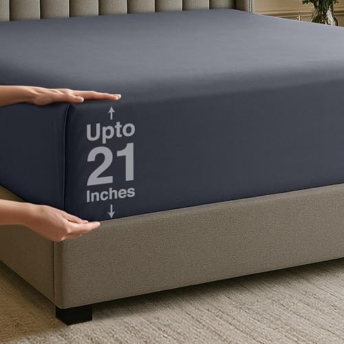 Utopia Bedding Fitted Sheet Full, Grey - Deep Pocket 16 inch (40 cm) - Easy Care - Soft Brushed Microfibre Fabric - Shrinkage and Fade Resistant - Bottom Sheet