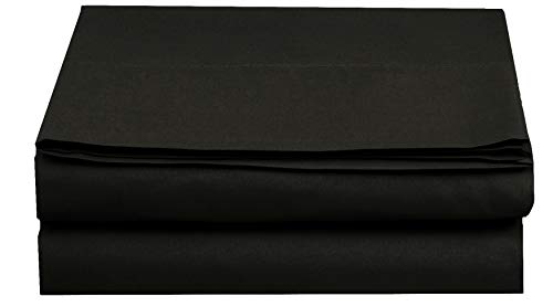 Elegant Comfort Premium Hotel Quality 1-Piece Flat Sheet, Luxury and Softest 1500 Premium Hotel Quality Microfiber Bedding Flat Sheet, Wrinkle-Free, Stain-Resistant, Twin/Twin XL, Black