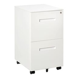 Vinsetto Metal Mobile File Cabinet Lockable 2 Drawer 39 x 48 x 67cm White