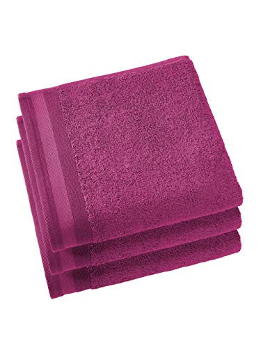 De Witte Lietaer Contessa Luxe Set of 3 Bath Towels, Cotton, Magenta 50 x 100 cm