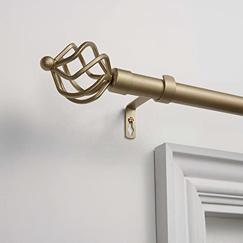 "Exclusive Home Torch 1"" Curtain Rod and Coordinating Finial Set, Gold, Adjustable 36""-72"""