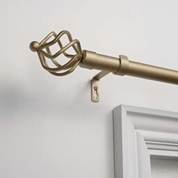 "Exclusive Home Torch 1"" Curtain Rod and Coordinating Finial Set, Gold, Adjustable 36""-72"""