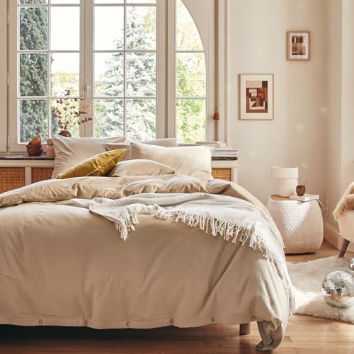 Chambray Plain Cotton Flannel Duvet Cover, Frisson, 240 x 220 cm, Essix