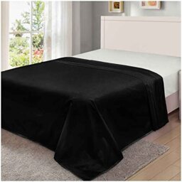 GC GAVENO CAVAILIA Percale Flat, 100% Polycotton Top Sheets, Non Iron Easy Care Plain Dyed Bedding 180 Thread Count, Cotton Blend, Black, King