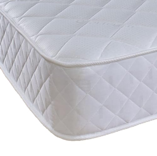 eXtreme comfort ltd Cooltouch Diamond Essential White Kingsize Mattress 150x200cm, 18cm Deep Foam Free Open Coil Spring Mattress, Quilted Cover, Plush Comfort Support, UK Made Mattress in a Box