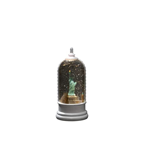 Konstsmide LED Christmas Snow Globe, Statue of Liberty and and Rotating Function New York Landmarks, Water-Filled, with 5-Hour Timer, Battery Operated and USB, Indoor, 3 x C 1.5 V (not Included)