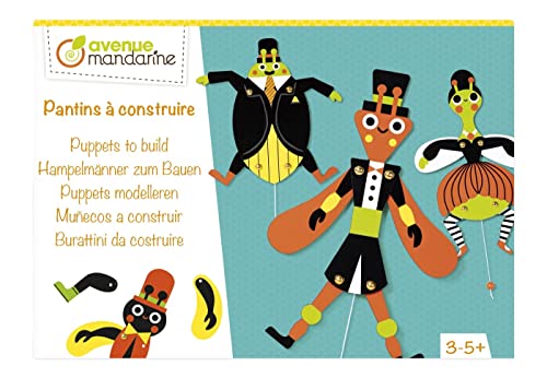 Avenue Mandarine - Ref KC123C - Creative Box - Puppet Building - 5 Sheets of Pre-Cut Characters, 2mm Cardboard, Customisable Box, Full Instructions Supplies, Suitable for Ages 3-5+