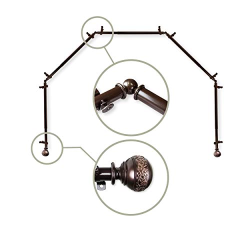 "Rod Desyne 13/16"" Nathan 5-Sided Bay Window Curtain Rod, Cocoa"