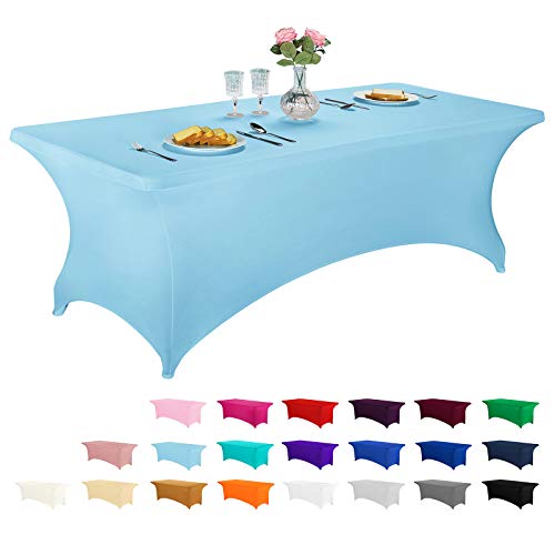 FELIZEST Spandex Fitted Stretch Table Cover for 6 ft or 4 ft or 8 ft or 5 ft Folding Table, Rectangular Cocktail Tablecloth, Perfect for Party or Banquet