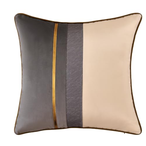 Avigers Decorative Pillow Cover 22 x 22 Inch, Grey White, Rayon Blend - Insert not included Art Deco patchwork accent for couch, sofa, bed and living room removable for seasonal updates
