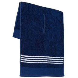 Golf Guys The Tour Towel - Large Caddy Terry Cloth, Absorbent 19 in x 44 in, Center Cut, Perfect Hang Cart Accessory and Bag, Blue with White Stripes