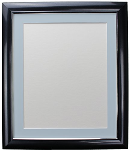 FRAMES BY POST Soda Picture Photo Frame, Plastic, Charcoal with Blue Mount, 10 x 8 Image Size 8 x 6 Inch