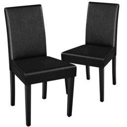 Yaheetech Faux Leather Dining Chair Set of 2 High Back Padded Armless Black