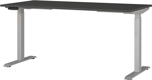 Germania Desk 7908-640, in graphite/silver, el. height-adjustable, 160 x 120 x 80 cm (WxHxD)