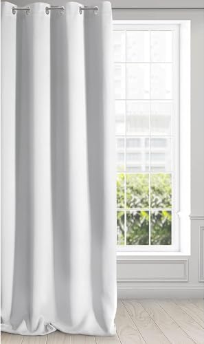 Eurofirany LOGAN Extra Long Blackout Curtain - 1 Unit. Eyelets, Light blocking, Room Darkening, Bedroom, Living Room, W55 x L106, White