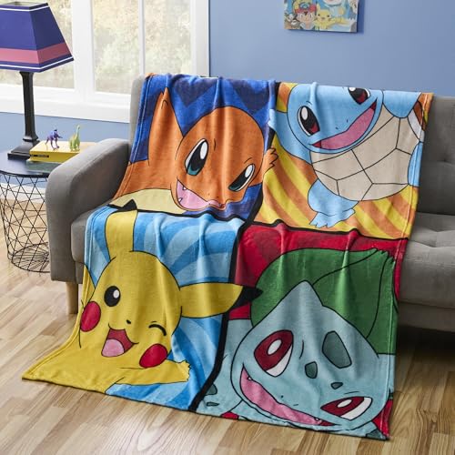 Pokemon Character Throw Blanket ??? Soft and Cozy 46??? x 60??? Micro Raschel Blanket ??? Lightweight Plush Ultra Soft Throw for Boys & Girls