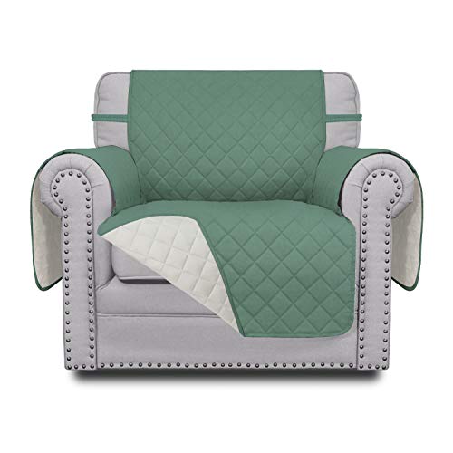 Easy-Going Chair Sofa Slipcover Reversible Sofa Cover Water Resistant Couch Cover Furniture Protector Cover with Elastic Straps for Pets Kids Children Dog Cat (Chair, Cyan/Ivory)