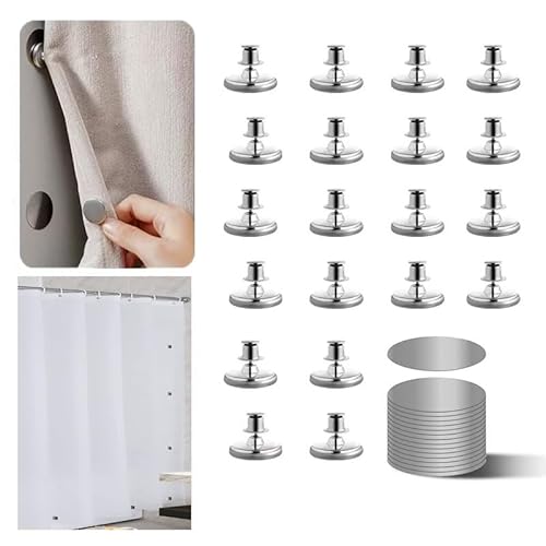 Curtain Magnets Closure,20 Pcs Magnetic Curtain Clips for Indoor Outdoor Curtains Prevent Light Leaking,Magnetic Shower Curtain Clips for Side of Shower, 10 Pair, Plus Size