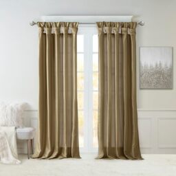 "Madison Park Emilia Faux Silk Single Curtain with Privacy Lining, DIY Twist Tab Top, Window Drape for Living Room, Bedroom and Dorm, 95"" L x 50"" W, Bronze"
