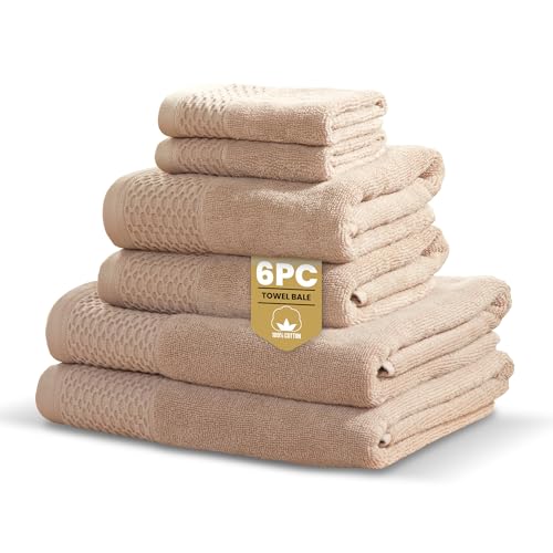 Rapport Home Eden Weave 6-Piece Towel Bale – Luxurious 100% Cotton Set - 500GSM Soft Absorbent Towels, Quick-Dry Comfort & Elegant Bathroom Style - Bale Mink
