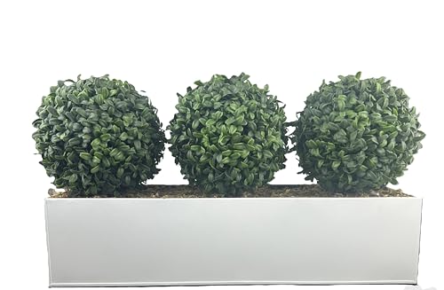 GreenBrokers Topiary Ball (54cm) Metal Window Box White, Triple