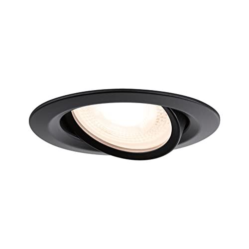 Paulmann 92460 recessed luminaire Nova Plus IP65 swivelling Round max. 35W dimmable 93mm Black matt Aluminium zinc GU5.3 / GU10 – lamp not Included