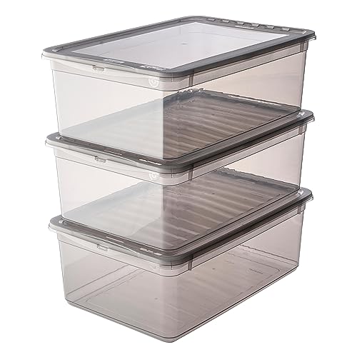 keeeper storage boxes with Air Control System, 3-piece set, 3 x 11 l, Bea, Transparent