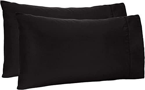 TBM Oversize Pillow Case Extra Large Fits Even The Fluffiest Pillows Including The Pancake Pillow Sleeve Style Extra Tall Pillowcase 100% Egyptian Cotton 600 Thread Count (Queen 23W X 34L, Black)