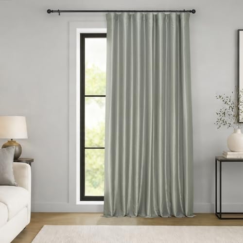HPD Half Price Drapes Extra Wide Faux Silk Blackout Curtains 84 Inches Long for Bedroom & Living Room Vintage Textured Blackout Curtain (1 Panel), 100W x 84L, Silver
