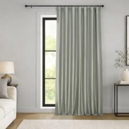HPD Half Price Drapes Extra Wide Faux Silk Blackout Curtains 84 Inches Long for Bedroom & Living Room Vintage Textured Blackout Curtain (1 Panel), 100W x 84L, Silver