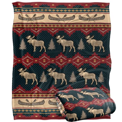 Jq Licensing - Jl-Jp Moose And Canoe Pattern Silky Touch Super Soft Throw Blanket 152 X 127 Cm