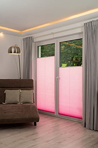 Khome Klemmfix Pleated Blind, Polyester, Pink, W 50 x H 130 cm