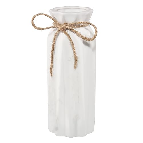 "White Ceramic Vase-Flower Vase Dried Flower Vase for Modern Home Decor, Fit for Foyer Living Room Fireplace Bedroom Kitchen,Decent Gift, 7"" H"