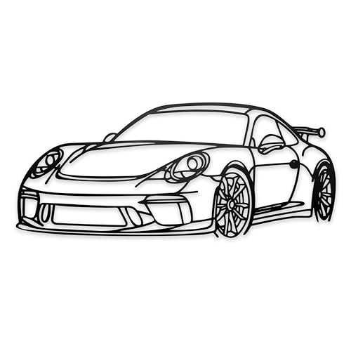 noxozoqm Metal Car Wall Art, 35.4'' x 6.3'' - Unique Car Silhouette Room Decor for Men, Cool Teen Boy Room Decor, Durable Wall Hanging Decor, Black