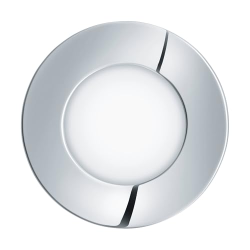 Eglo Recessed Spotlight Fueva 1, Ceiling Spot, Metal Cast in Chrome, Plastic in White Neutral White IP44