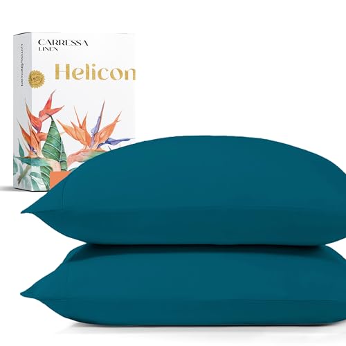 Carressa Linen 100% Egyptian Cotton Pillow Cases King Size Set of 2 - Luxury 1500 Thread Count Sateen Teal Pillow Covers, Soft & Breathable 5 Star Hotel-Quality Pillowcases, Fits King Pillows