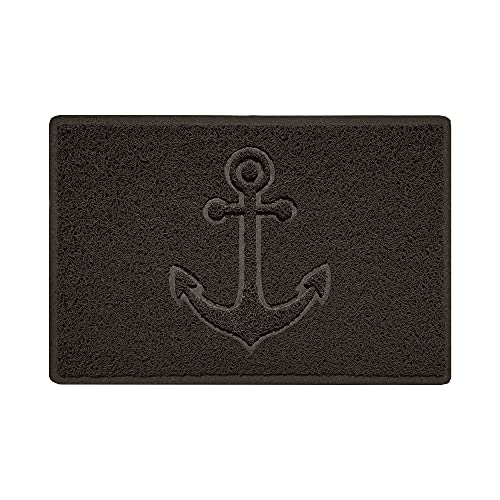 Nicoman Anchor Embossed Shape Door Mat Dirt-Trapper Jet-Washable Doormat-(Use Outdoor ONLY)- (60x40cm/23.6x15.7inches, Small) Brown