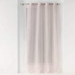 Douceur d'Intérieur, Zazy Woven Linen Effect Net Curtain with Eyelets 140 x 280 cm Pink