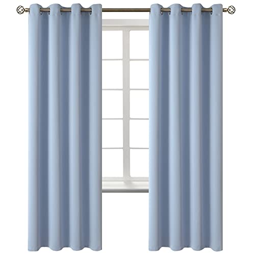 BGment Blackout Curtains for Bedroom - Grommet Thermal Insulated Room Darkening Curtains for Living Room, Set of 2 Panels (52 x 72 Inch, Spa Blue)