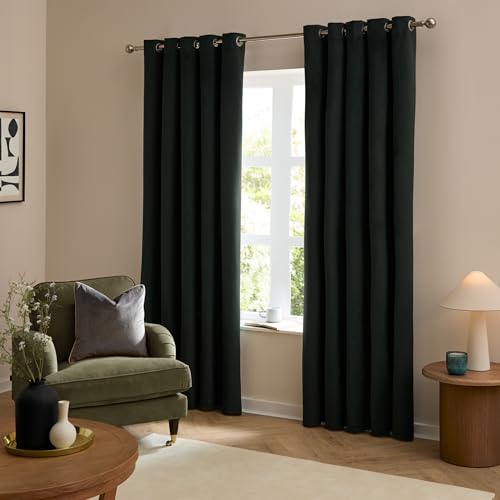 furn. The Ultimate Velvet Blackout Eyelet Curtains (Black-229x229cm)