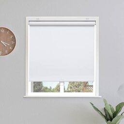 "Sunoff Blackout Roller Shades Blinds Cordless for Windows Pull Down Room Darkening Door Blinds with Thermal Insulated Easy to Install for Living Room,Bedroom,Home,Office Bathroom White 23"" W x 72"" H"