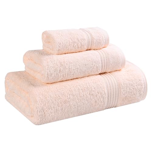 Superior Long-Staple Combed Cotton 3-Piece Towel Set, Peach